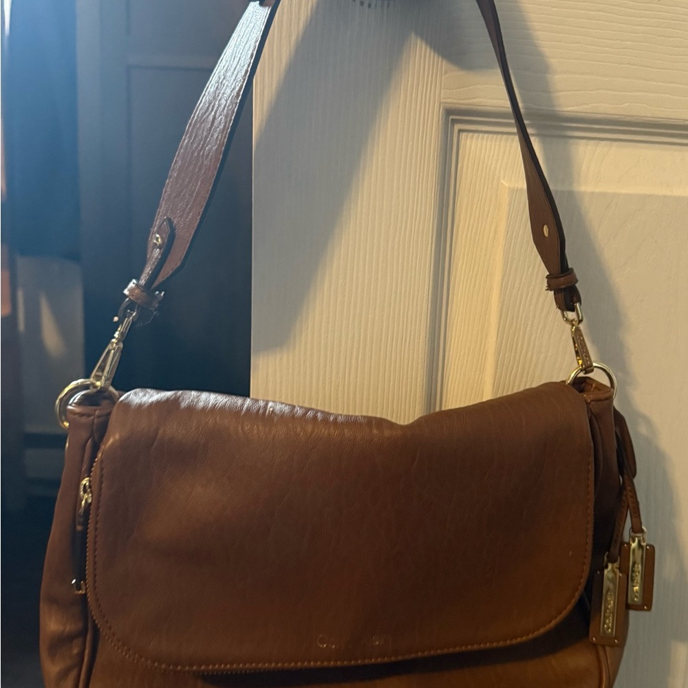 Calvin Klein Tan Leather Shoulder Bag